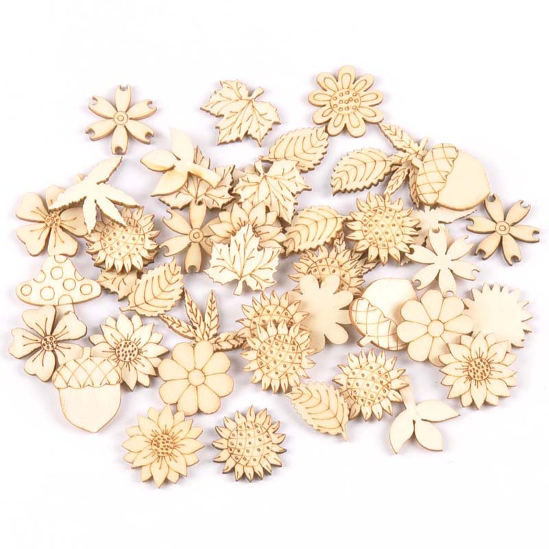 Embellishments For Scrapbooking - 30 sztuk 25-30mm drewno DIY akcesoria