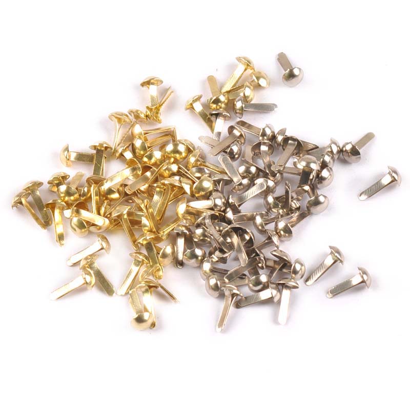 Embellishments For Scrapbooking - 100 sztuk mieszane srebrne/złote okrągłe Brad