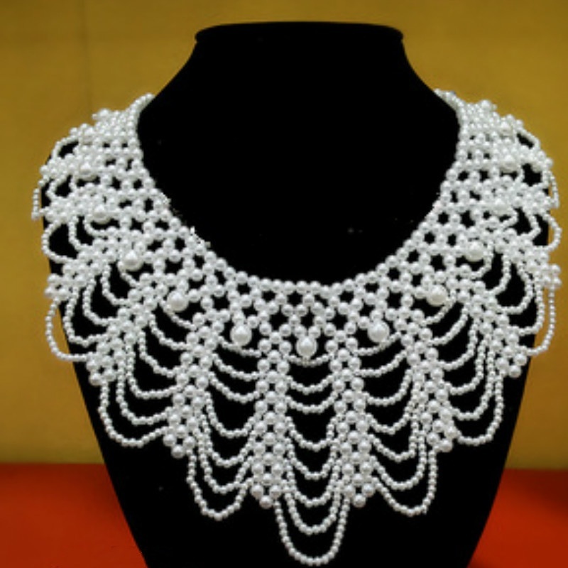 Beaded Trim Fringe - Nowy naszyjnik z perłami i koronkowym