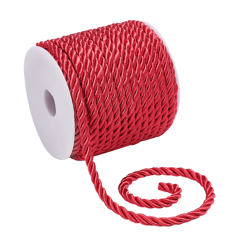 Cord Trim Twisted - 19,6 jarda czerwonej jedwabnej liny 3-warstwowa