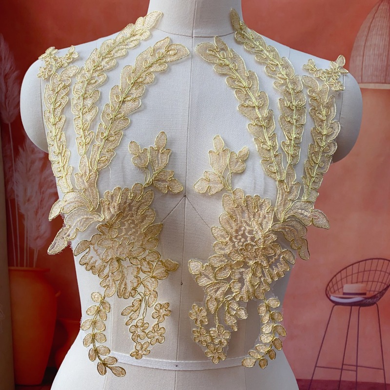 Craft Embellishments - Złota koronka do dekoracji ślubnych, rękodzieła