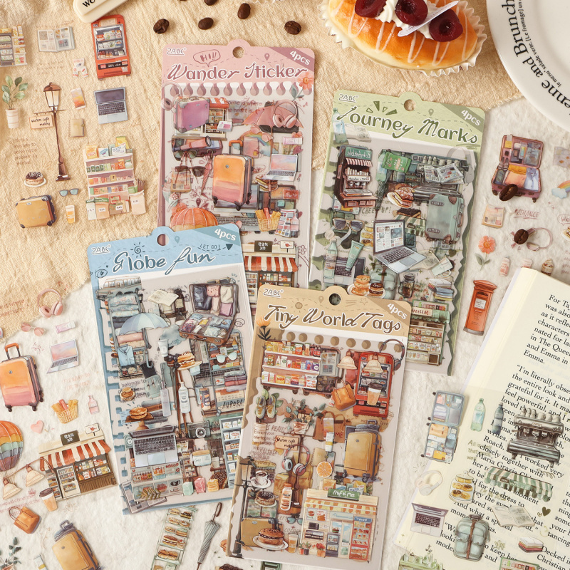 Embellishments For Scrapbooking - 4 szt./opak. Vintage naklejki z etykietami