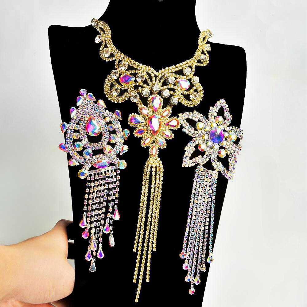 Hotfix Rhinestone Sheet - Glitter Long Tassel Rhinestone Fringe Applique