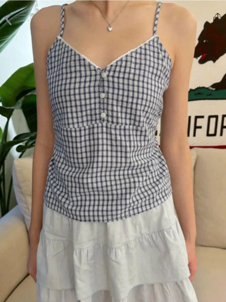 Granatowe szorty w kratę 2-czę – Elastic Lace Trim recenzja i cena